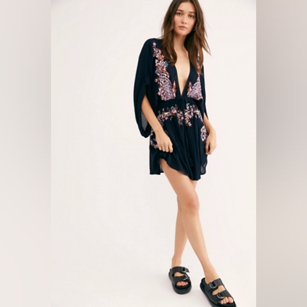 NWT Free People Navy Mini Dress/Cover Up- XS